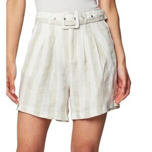 BlankNYC Linen Stripe Shorts Tan Cream Belt Size 29 NEW